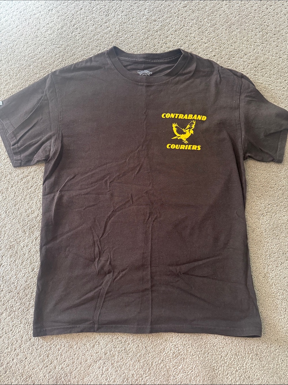 Brown 'Contraband Couriers' Logo Graphic Tee